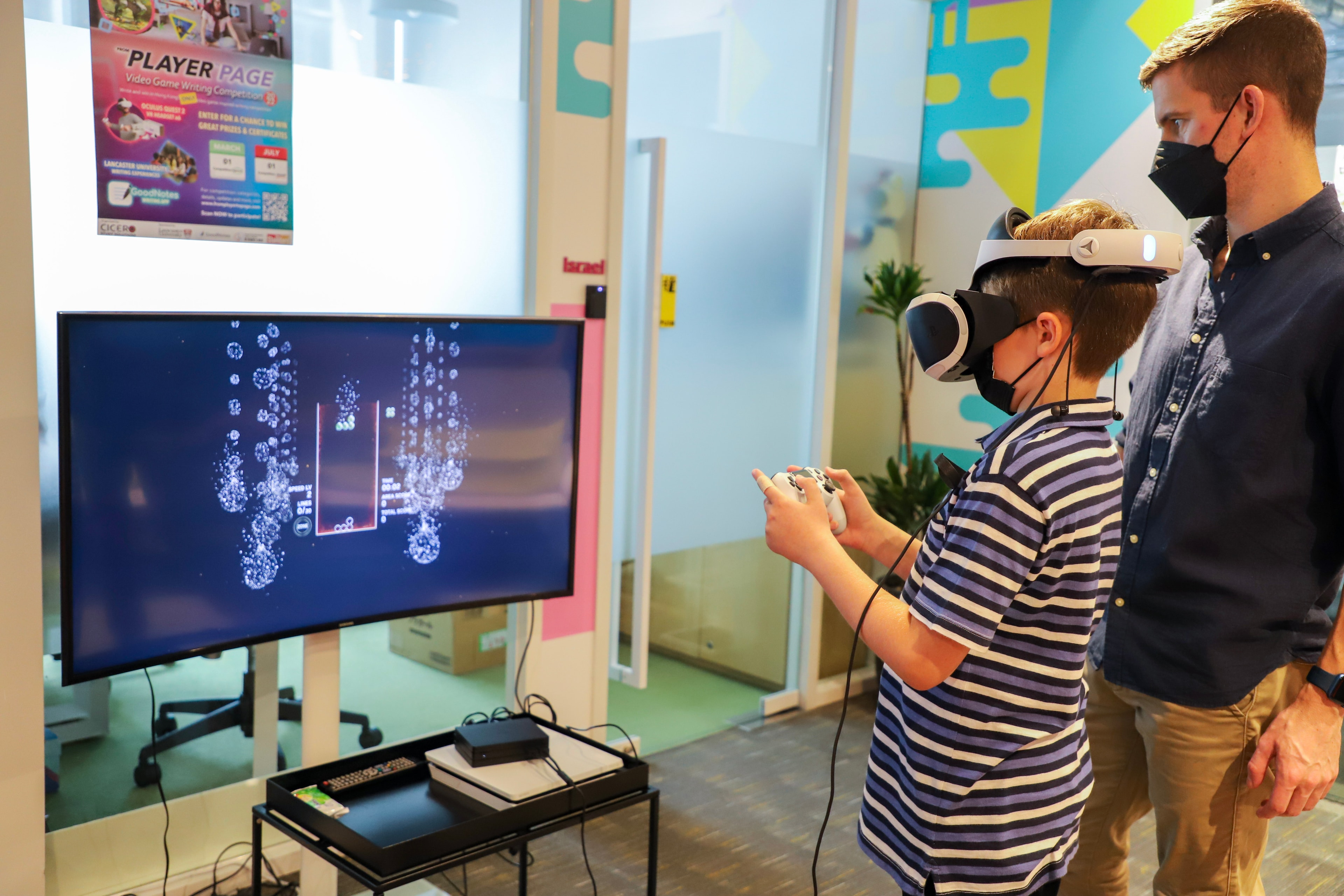 Child wearing VR headset at the gaming activity