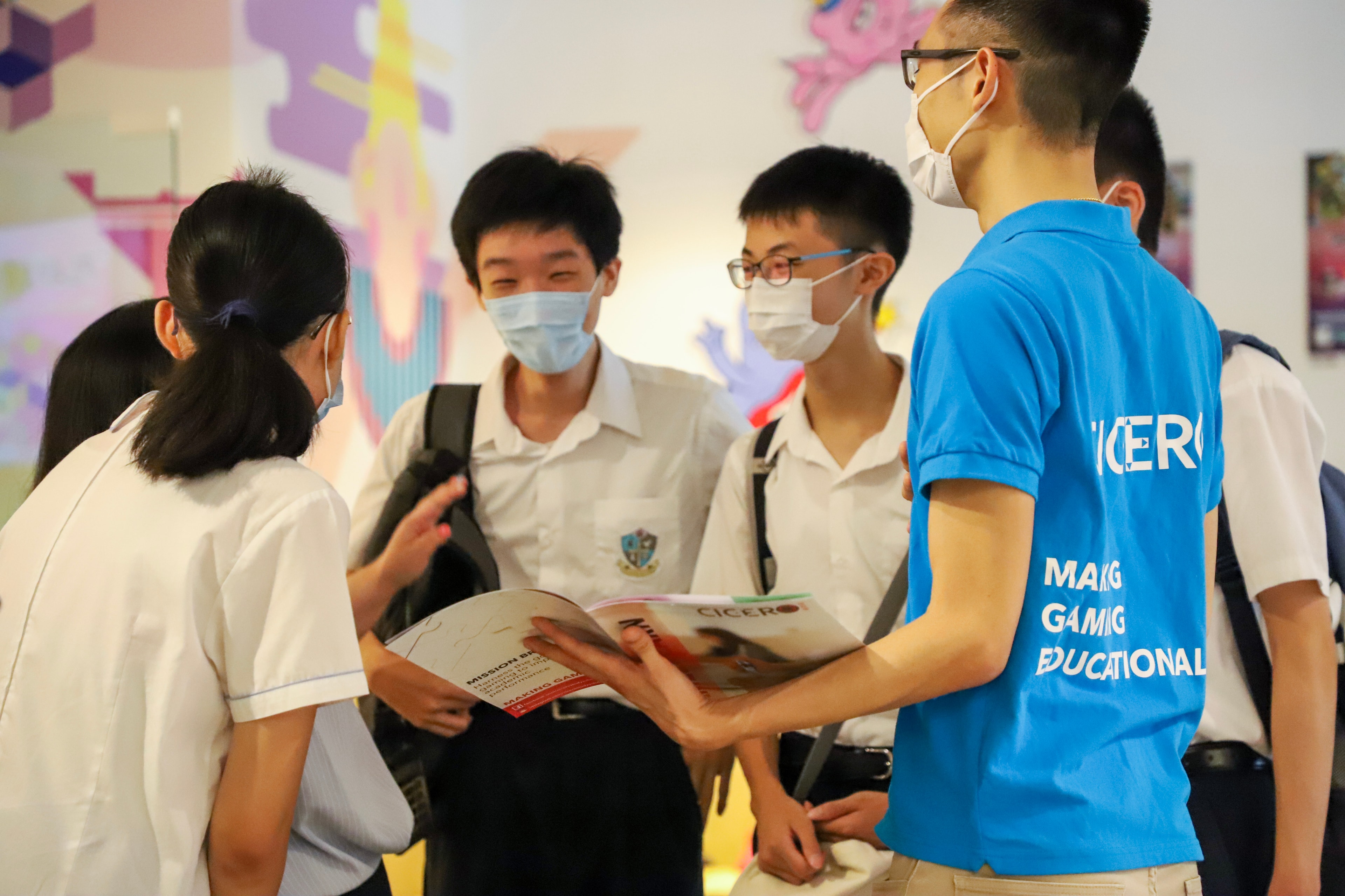 Students taking part in gaming education activities