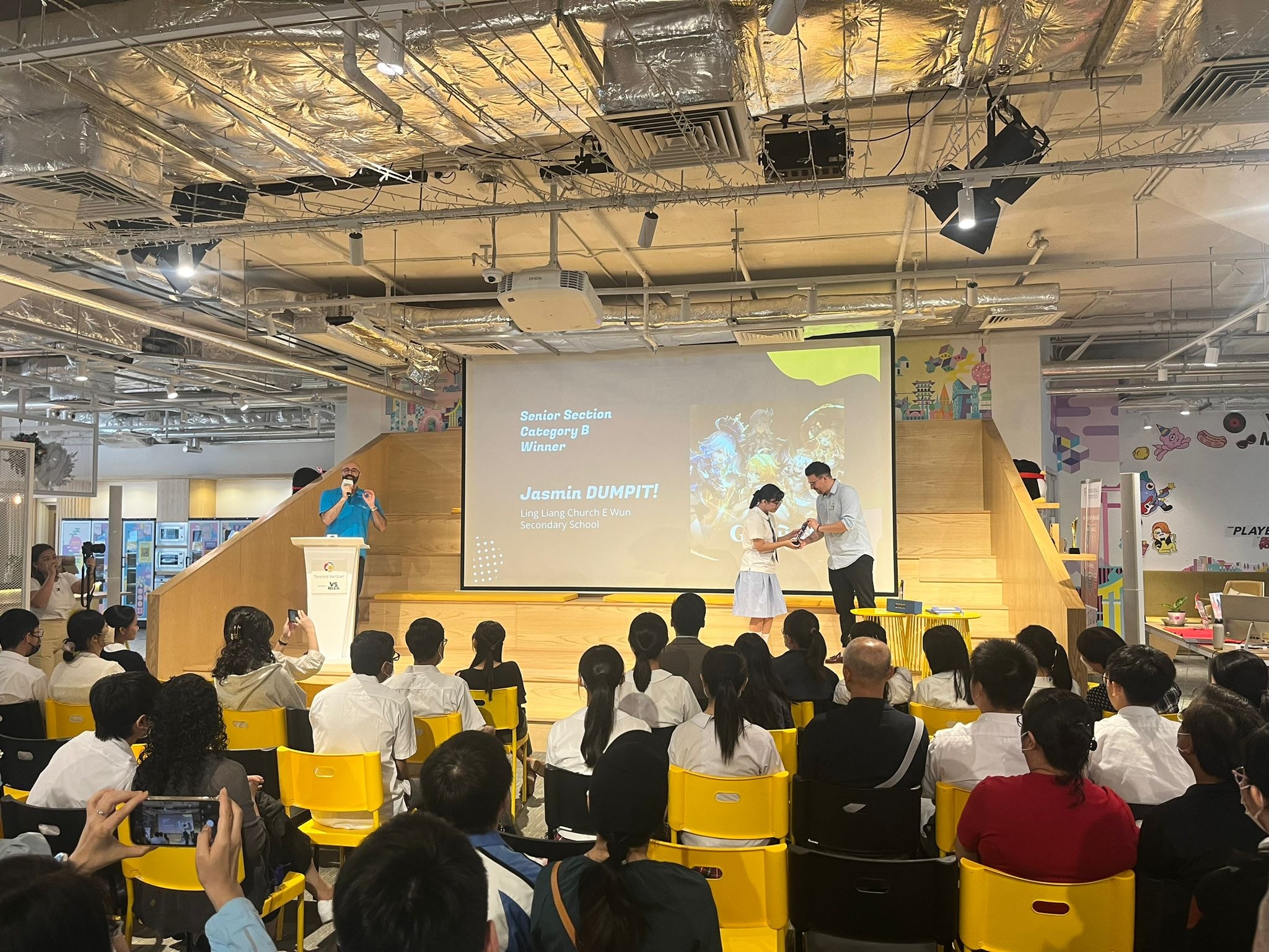 Award ceremony presentation on stage