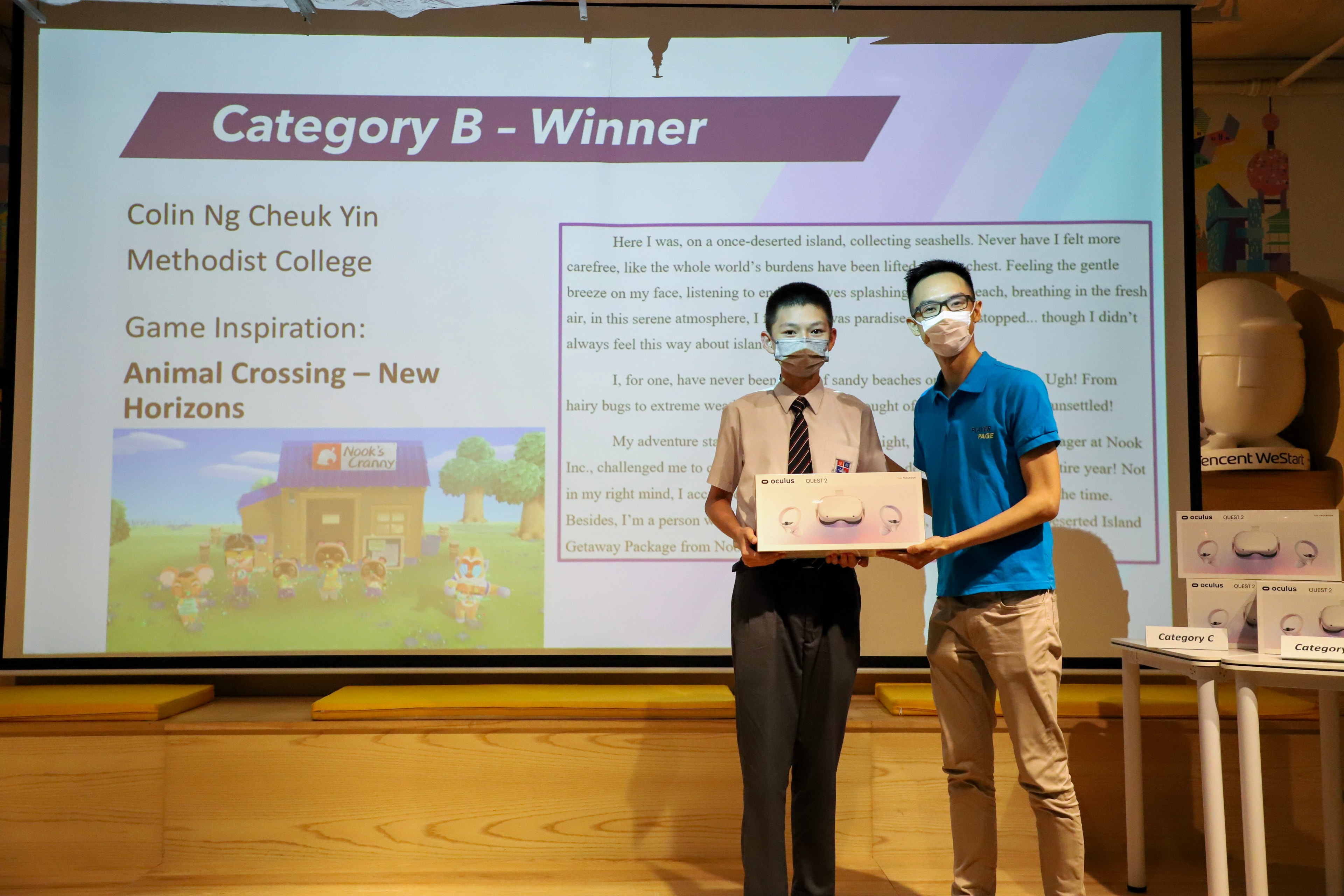 Category winner receiving their award at the ceremony