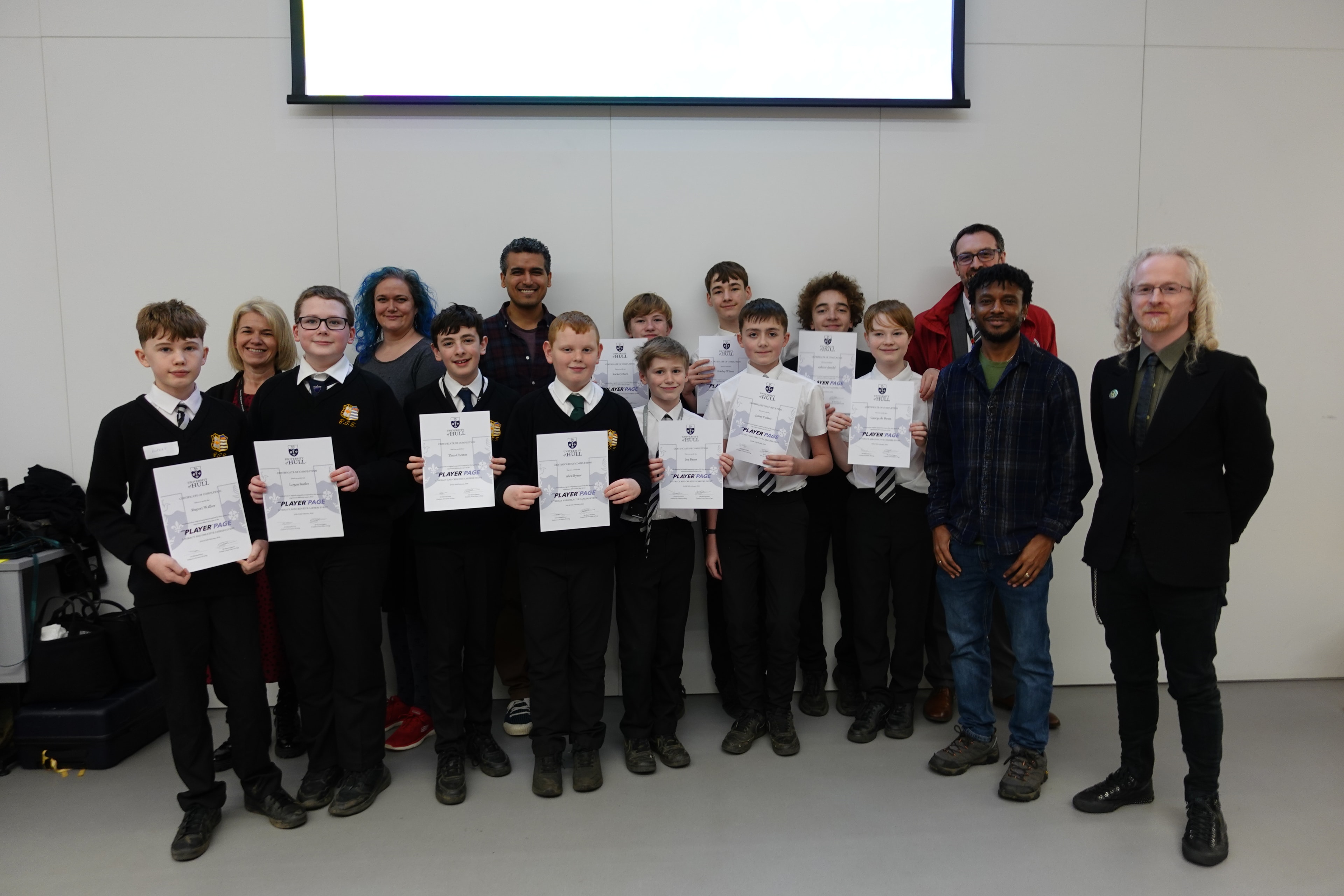 Beverley Grammar School students with certificates