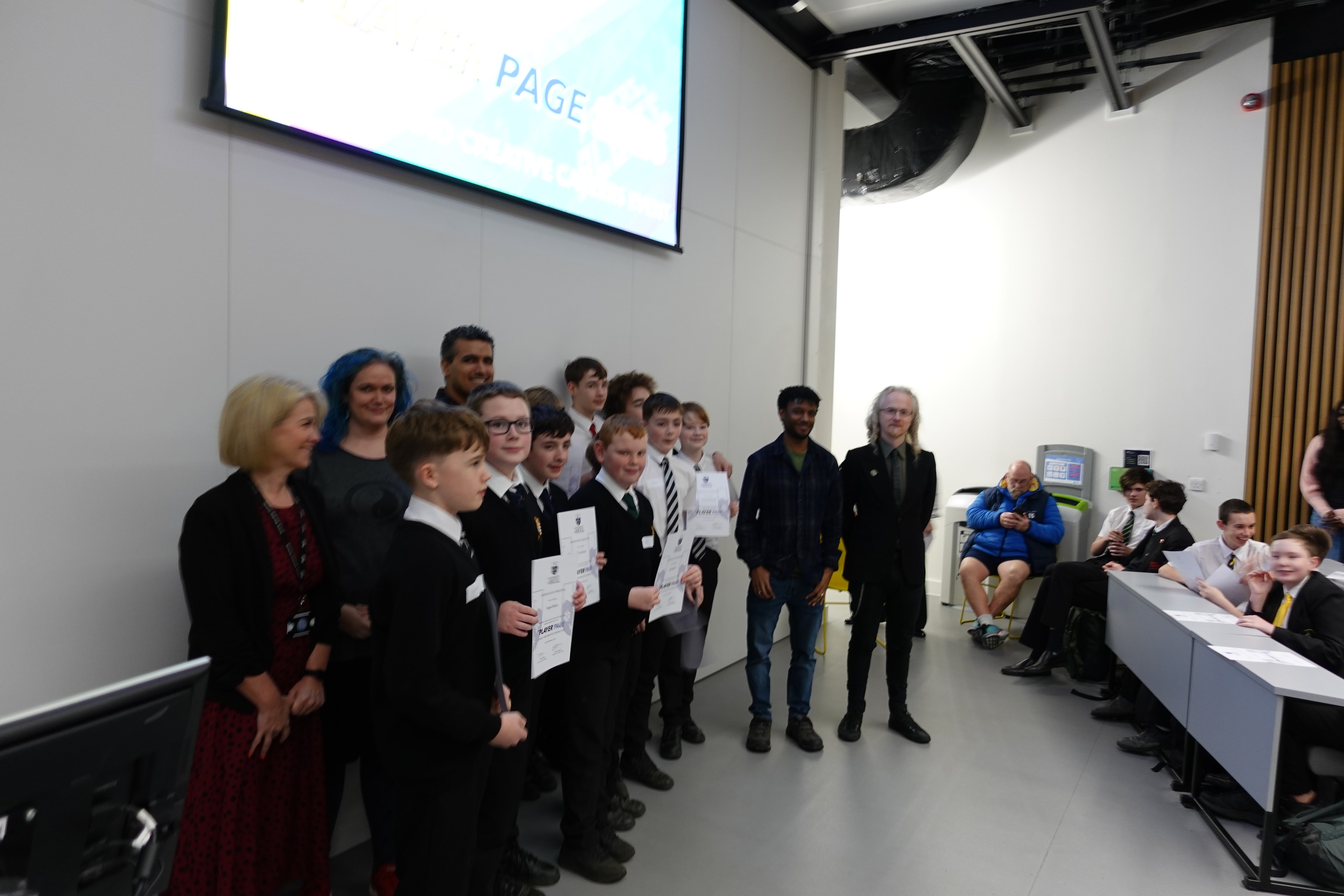 Beverley Grammar School students with certificates
