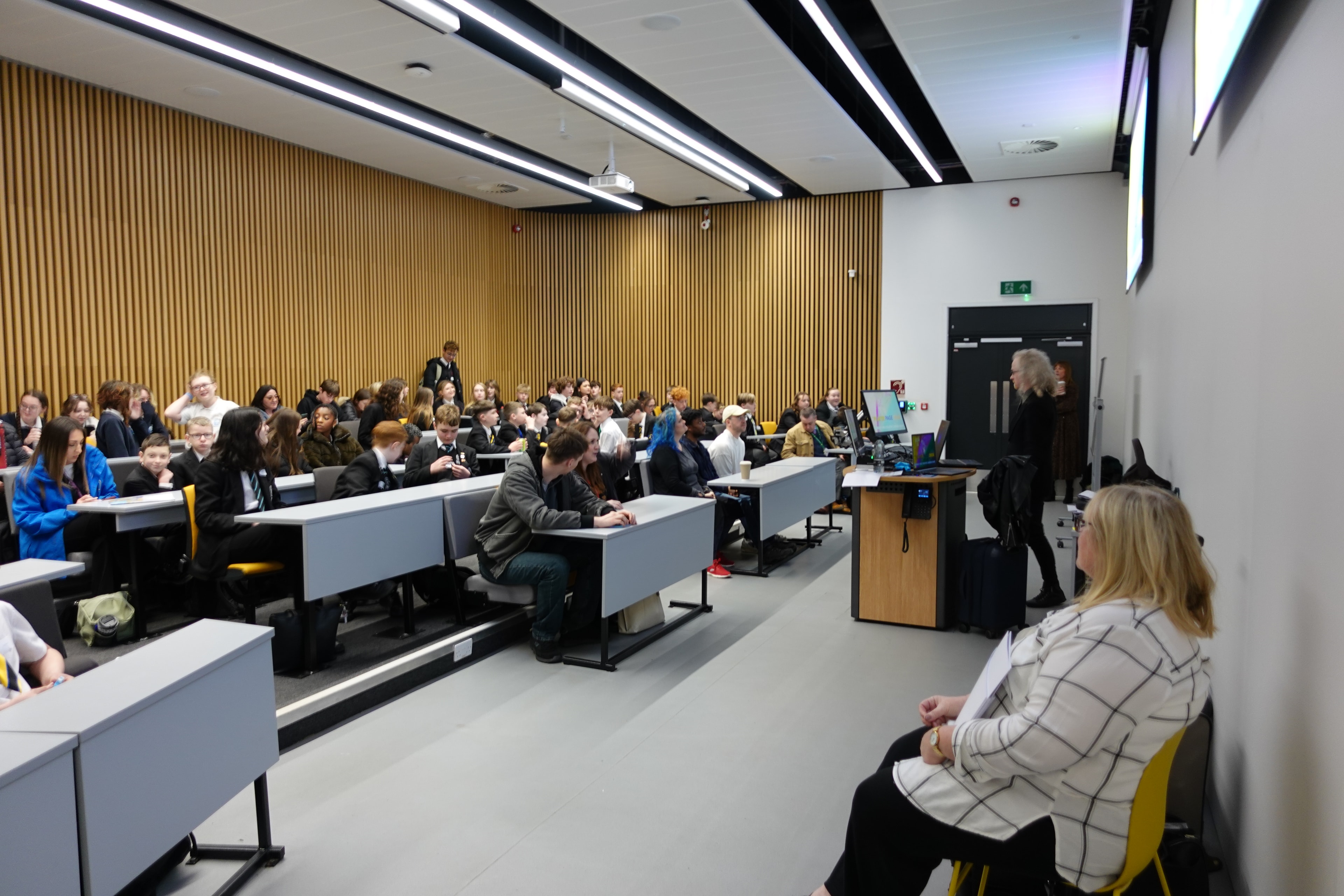 Students in the lecture hall at the University of Hull