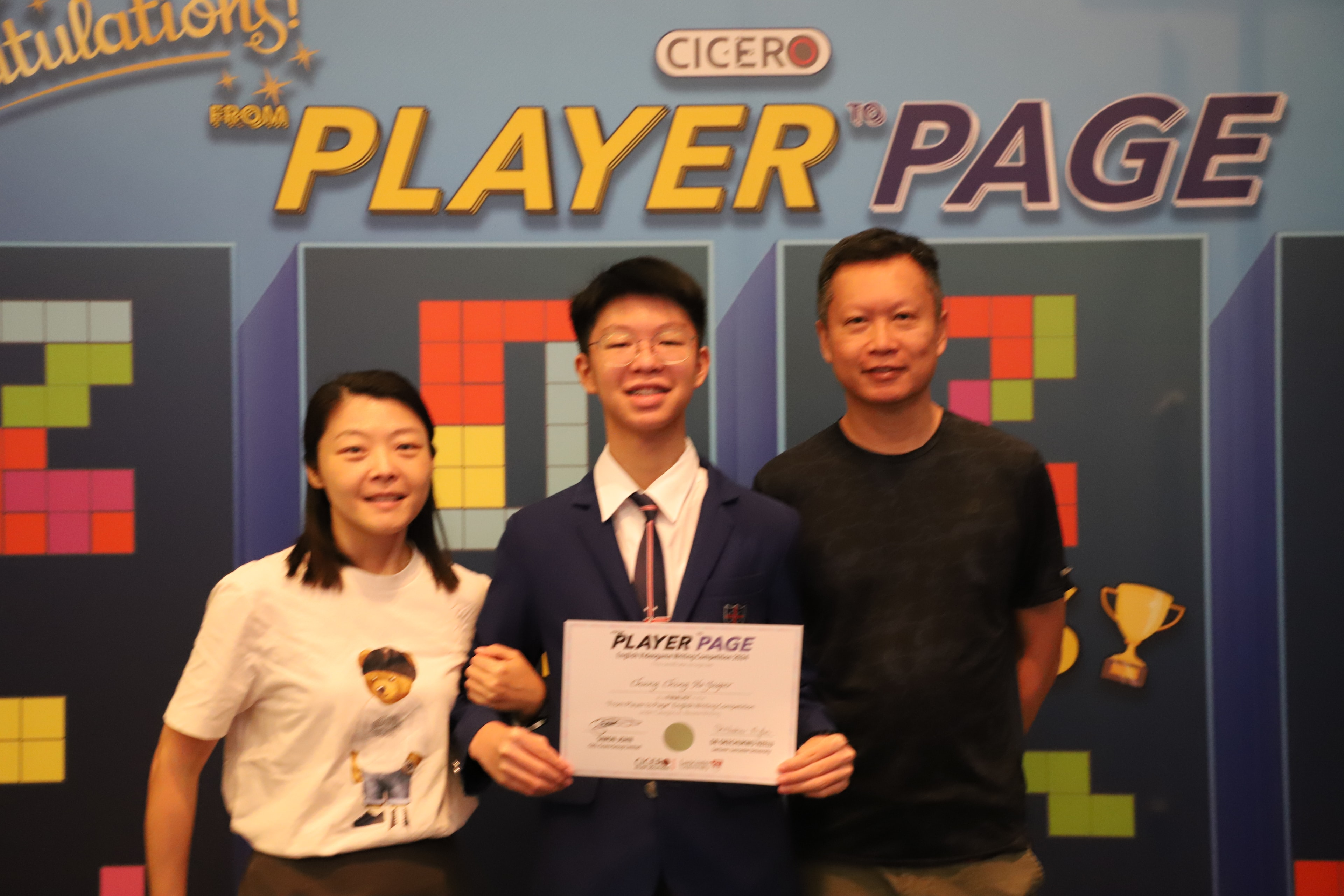 Teacher or family category winners with certificates
